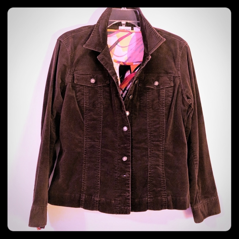 Chico's Corduroy Jacket Chocolate Brown Small 8/10
